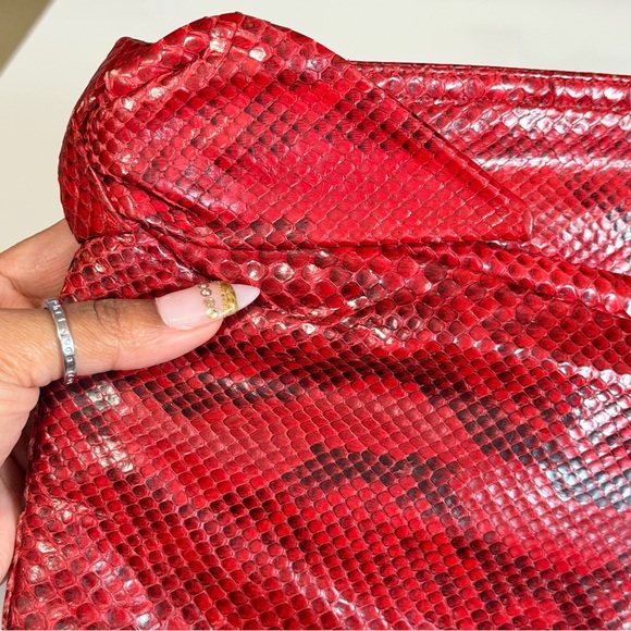 Vintage Morris Moskowitz Red Genuine Snakeskin Clutch Purse - Picture 3 of 5